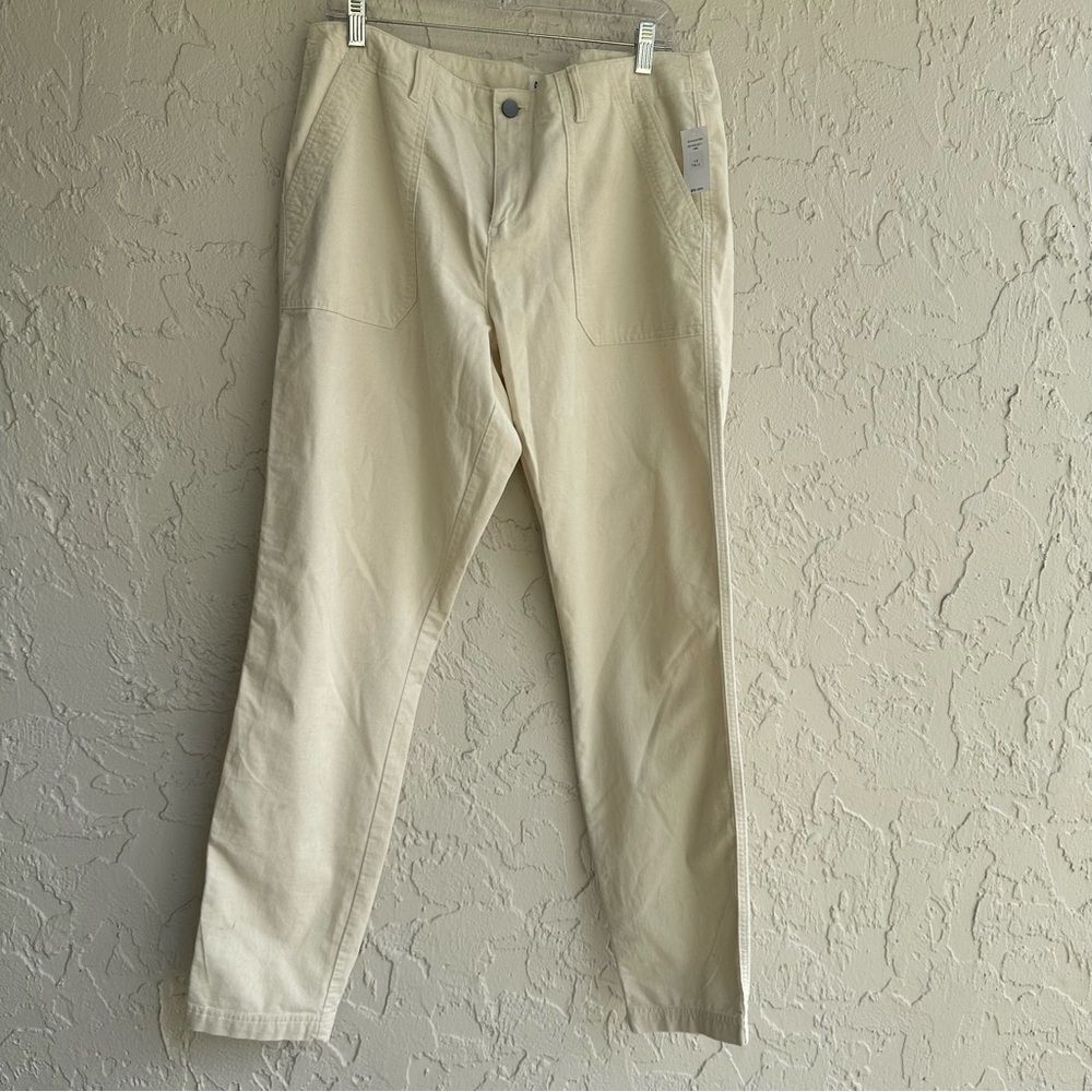 GAP Pants Women 14 Tall Corduroy Cream Skinny‎ Ankle Minimalist Casual
